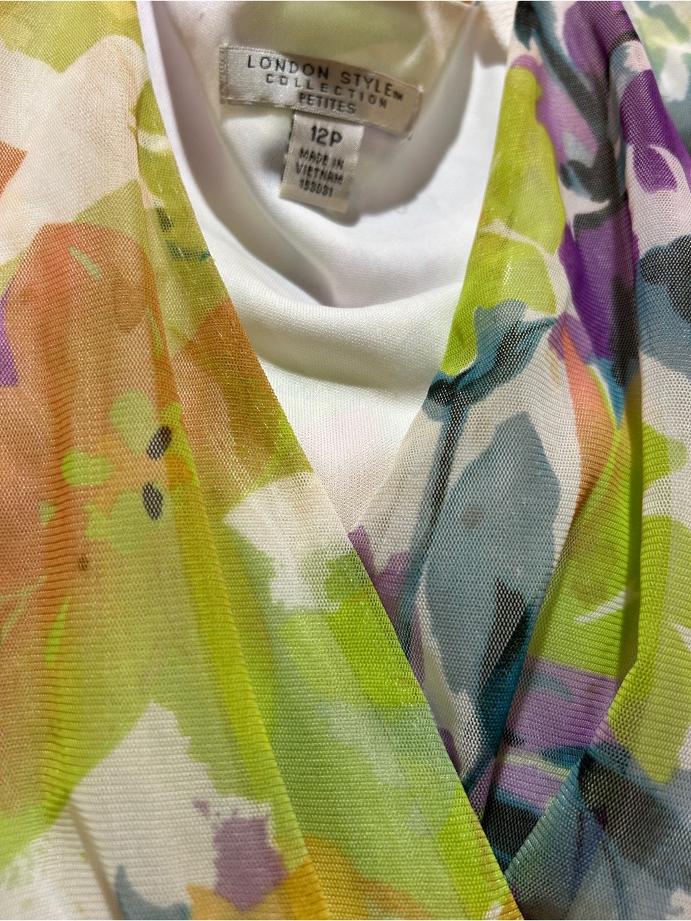 London Style Floral Wrap Blouse in Green, Purple & Orange